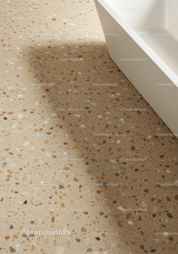 Nowoczesna Podłoga Terrazzo z Neutralnymi Kamykami w Współczesnym Wnętrzu