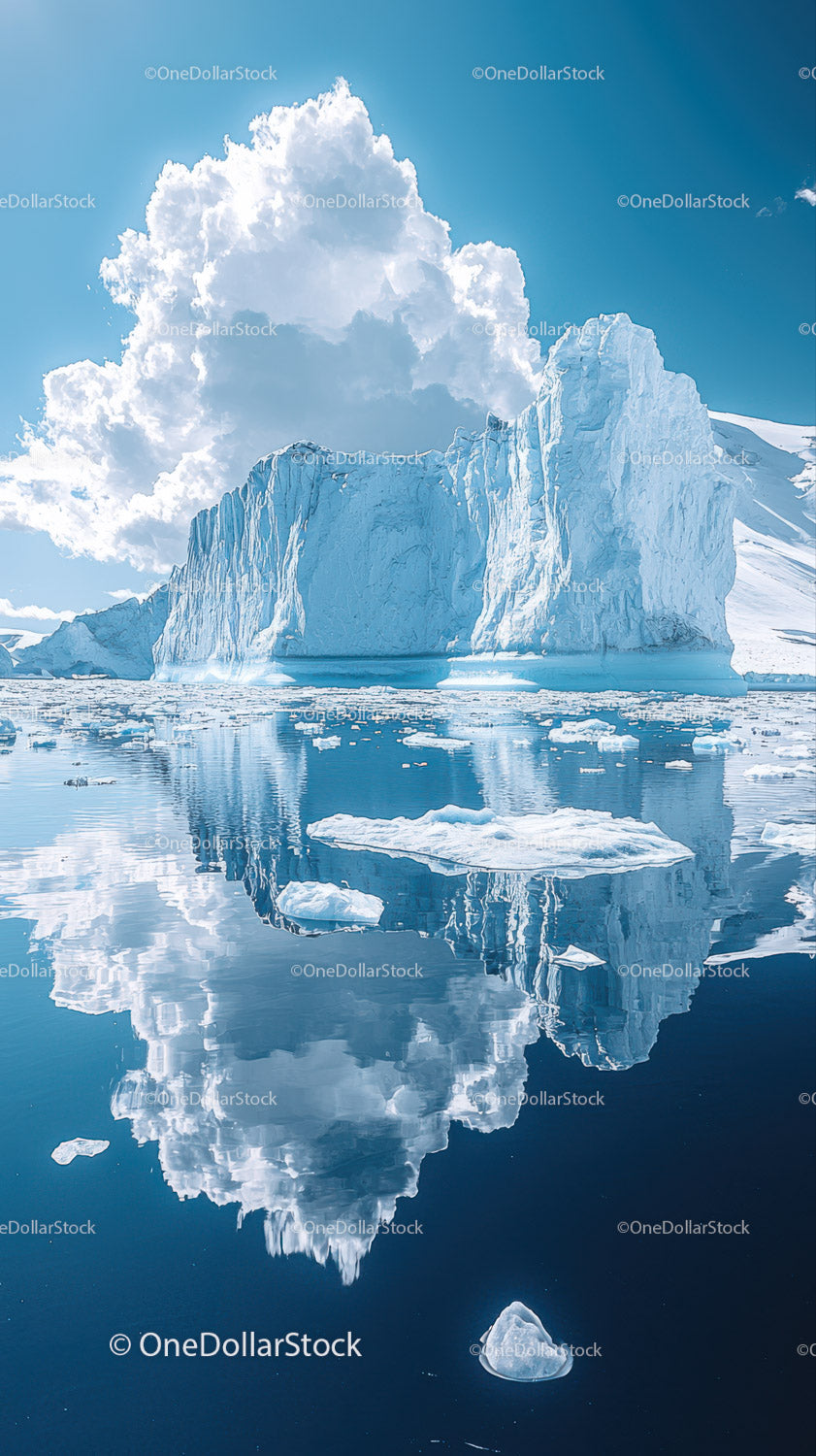 Majestic Glacier and Reflection in Calm Arctic Waters
