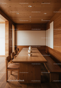Cozy Wooden Dining Room with Minimalist Design and Natural Warm Atmosphere