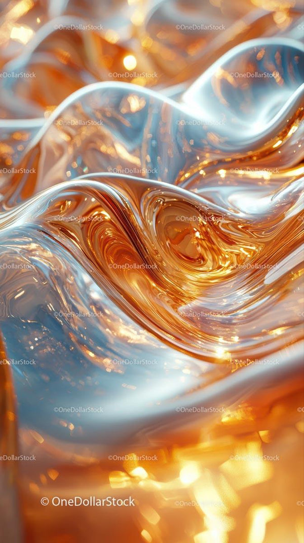 Abstract Metallic Flow with Gold and Silver Swirls