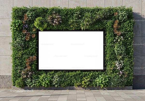 Modern Vertical Garden Framing Outdoor Blank Display JPG Mockup Image