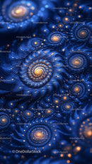 Vibrant Blue Spiral Galaxy with Glowing Stars Abstract Background
