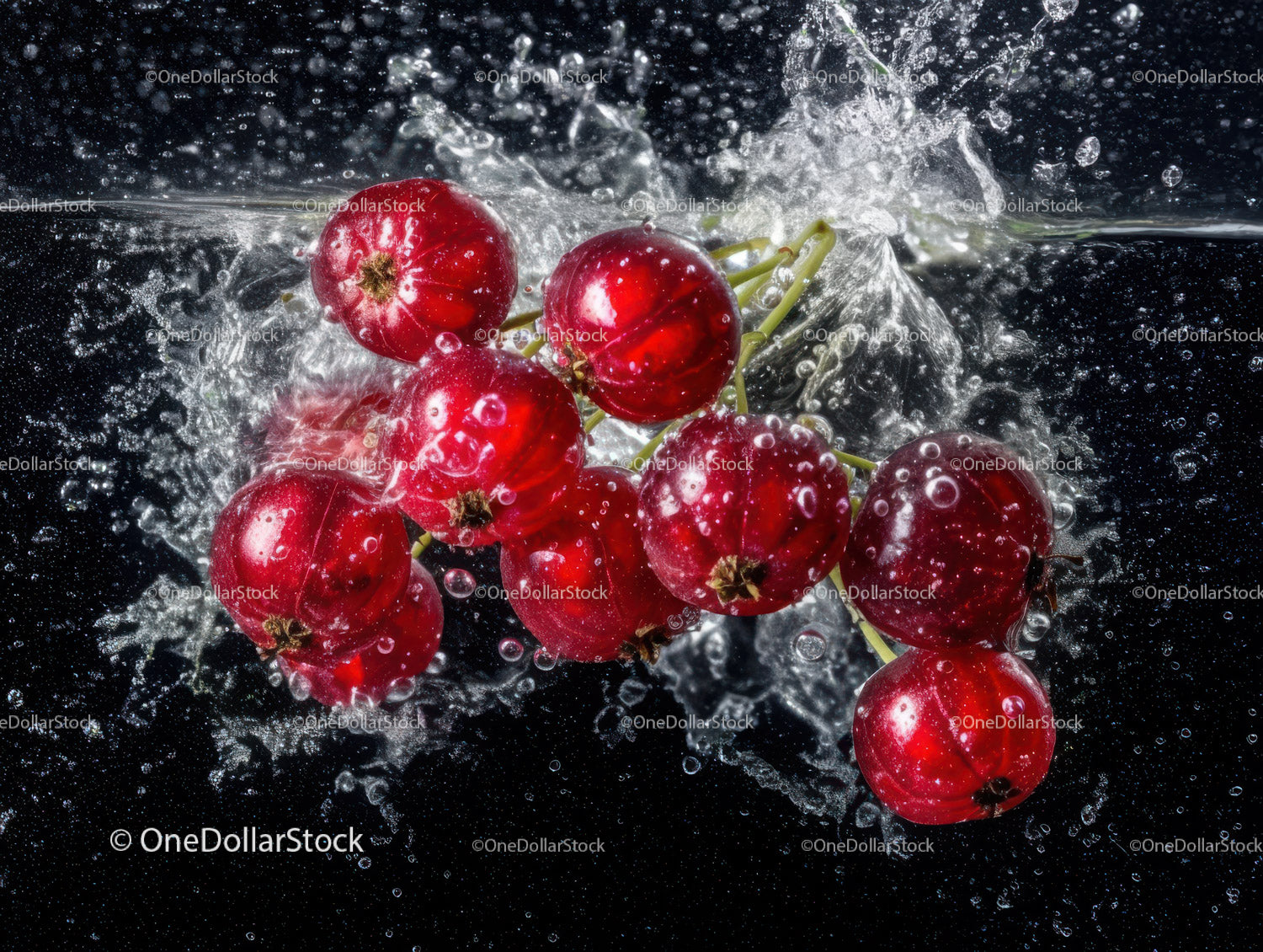 Fresh Red Currants Underwater Splash Vibrant Fruit Scene