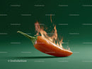 Red Hot Chili Pepper With Flames and Fire Effect