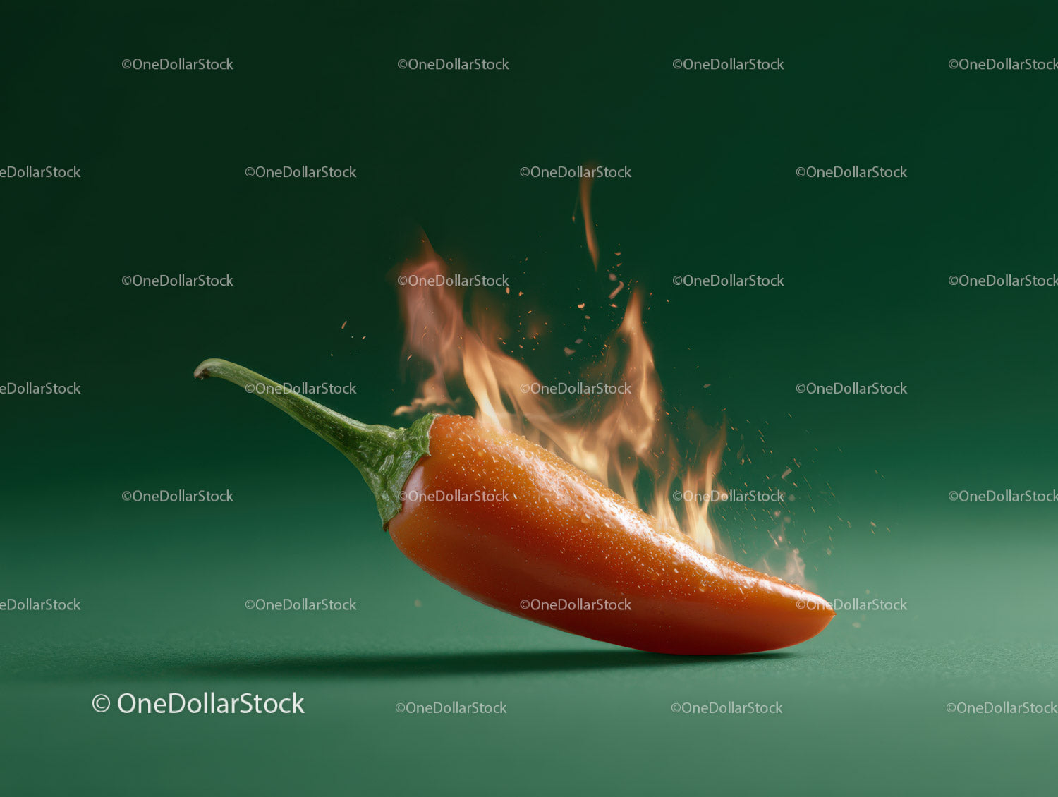 Red Hot Chili Pepper With Flames and Fire Effect