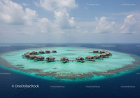 Beautiful Overwater Bungalows on a Turquoise Tropical Island