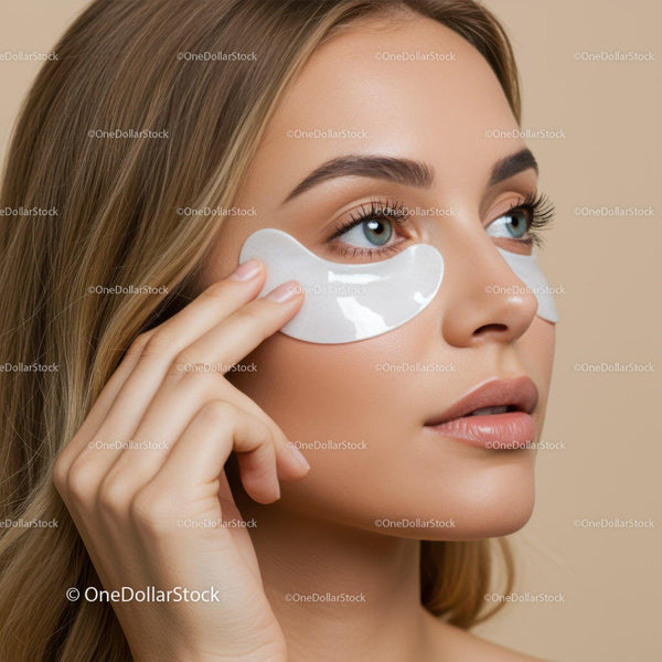Young Woman Applying Eye Patches for Refreshing Skincare Routine