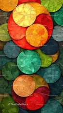 Colorful Circular Leaves Pattern with Vibrant Fall Colors for Backgrounds