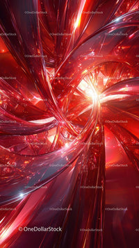 Futuristic Red Abstract Digital Art with Illuminated Curves