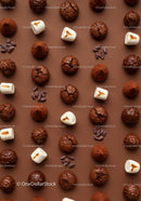 Assorted chocolate treats and toasted marshmallows pattern