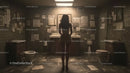 Mysterious Woman Silhouette in Abandoned Bathroom Scene