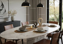 Modern Dining Room with Marble Table and Minimalist Decor