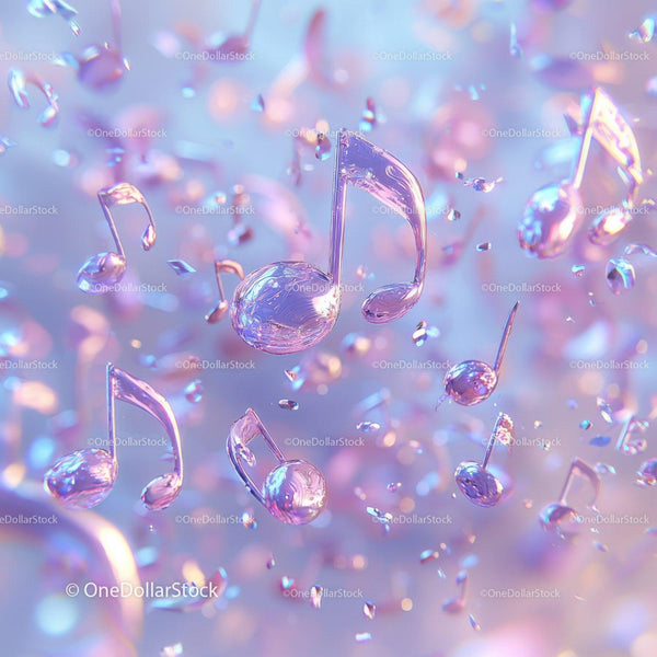 Iridescent Glass Music Notes Floating