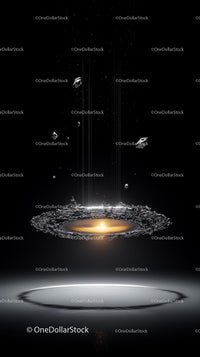 Futuristic Space Scene with Cosmic Impact and Debris