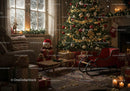 Cozy Living Room with Christmas Tree and Gifts