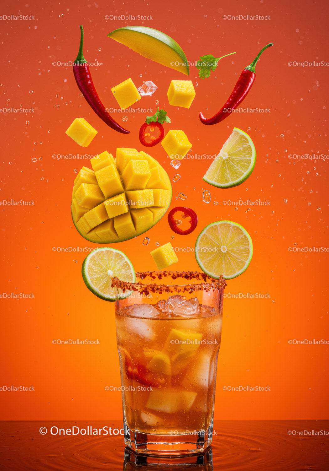 Orzeźwiający pikantny koktajl mango z limonką i chili