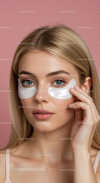 Young Woman Applying Eye Patches for Skincare Routine