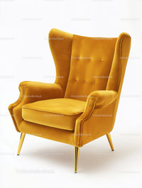 Elegant Mustard Yellow Velvet Armchair in Modern Interior