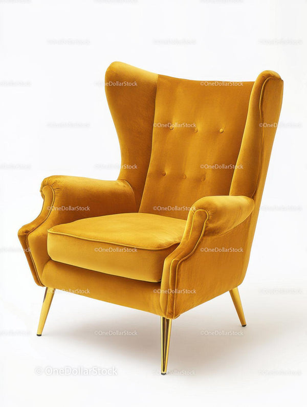 Elegant Mustard Yellow Velvet Armchair in Modern Interior