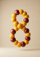 Floating citrus fruits arranged in number eight shape