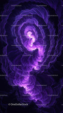 Futuristic Neon Swirling Abstract Space Scene with Deep Purple and Pink