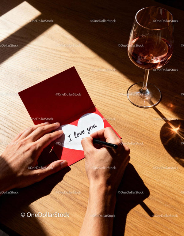 Writing a Heartfelt Love Message on a Valentine Card