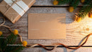 Blank Card and Rustic Gift with Pine Branches on Wood JPG Mockup Image preview