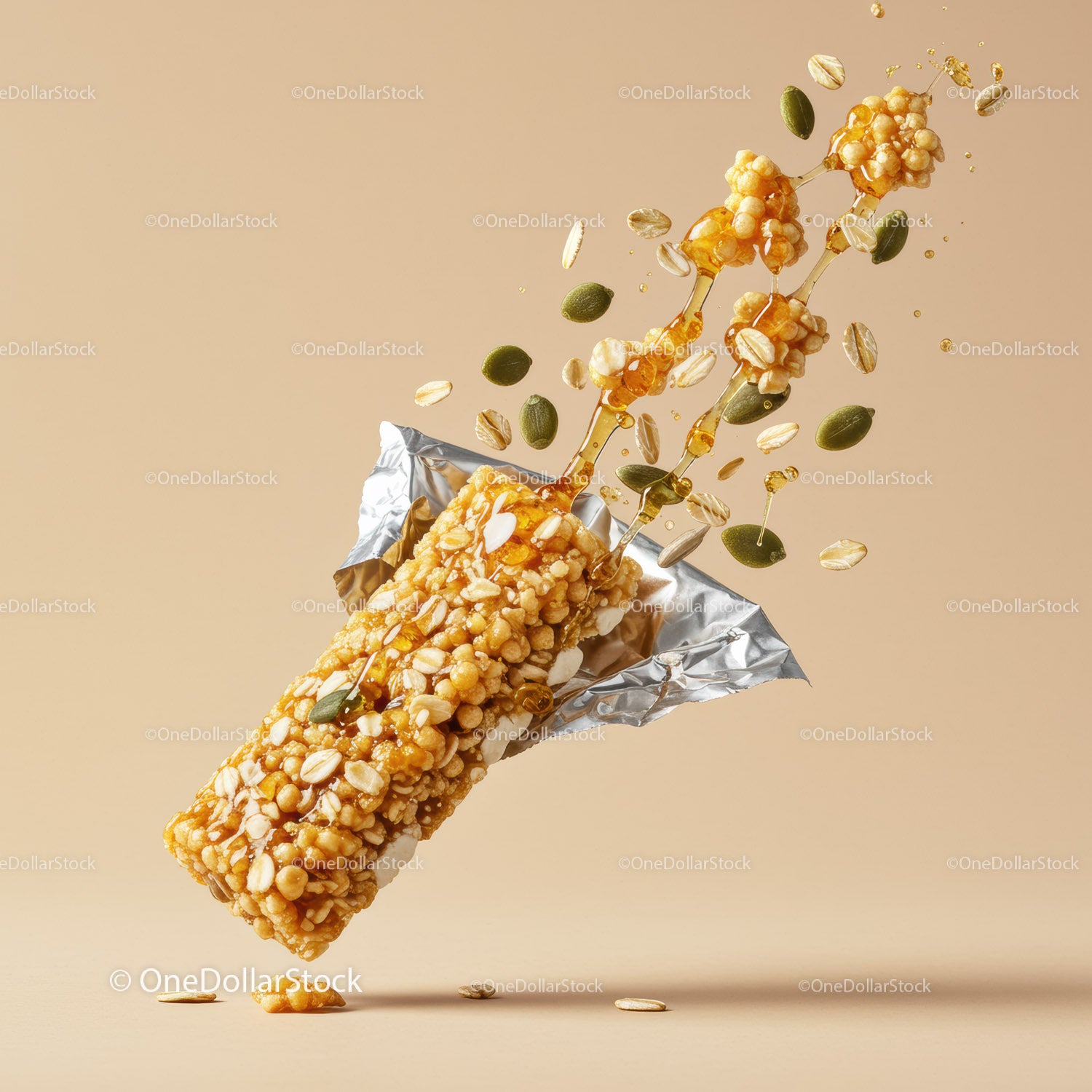Chrupiący batonik granola z ziarnami i polewą miodową