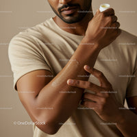 Close-up of Man Applying Moisturizer on Arm for Skin Care Routine