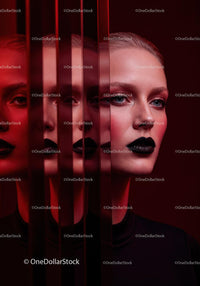 Futuristic Female Portrait with Red Lighting and Dark Makeup Stock Photo Bundle preview 18