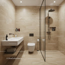 Elegant Modern Bathroom with Walk-In Shower and Beige Tiles