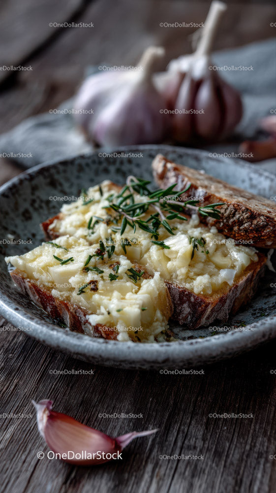 Rustic Cheesy Toast with Grilled Pork Chop and Rosemary