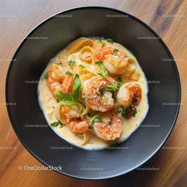 Seafood Fettuccine Pasta with Shrimp and Fresh Herbs