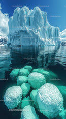 Majestic Arctic Iceberg Floating in Clear Blue Ocean