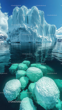Majestic Arctic Iceberg Floating in Clear Blue Ocean