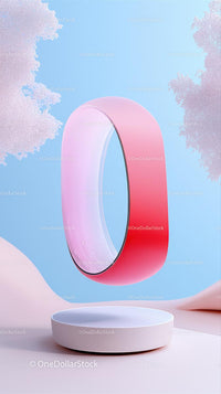 Stylish Pink and White Futuristic Ring for Modern Jewelry Display