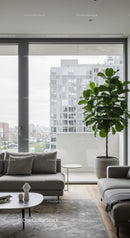 Modern Living Room with Floor-to-Ceiling Window and City View