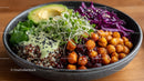 Colorful Plant-Based Bowl with Chickpeas Quinoa and Veggies