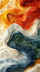 Vibrant Abstract Swirl with Orange and Blue Fluid Motion