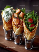 Salmon and Cherry Tomato Salad served in Waffle Cones