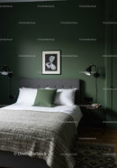 Elegant Green Wall Bedroom with Modern Decor and Cozy Bed