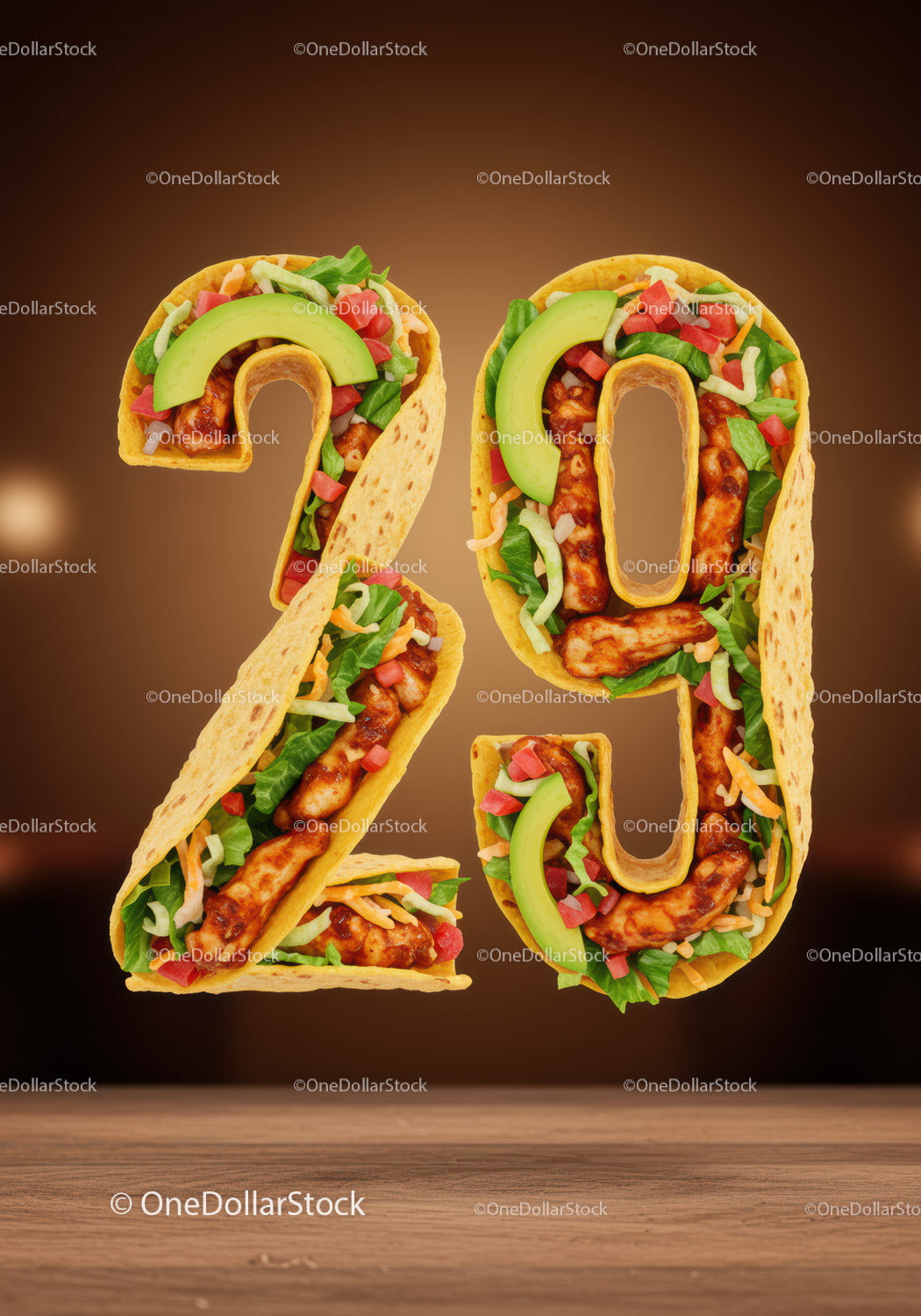 Tasty Number Twenty Nine Made of Mexican Tacos