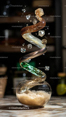 Colorful Swirling Candy Spiral in Glass Bowl for Dessert Art