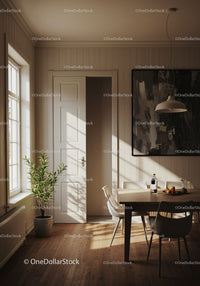 Bright Minimalist Dining Area with Natural Light