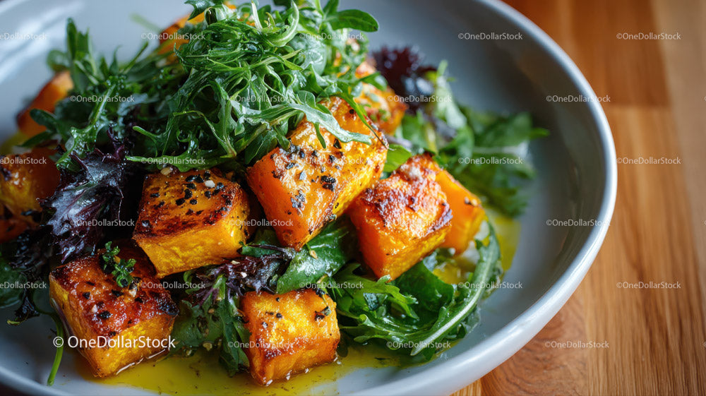 Fresh Roasted Sweet Potato and Mixed Greens Salad