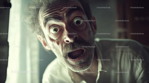 Older Man With Wide Eyes And Open Mouth