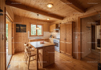 Rustic Wooden Kitchen with Natural Light and Modern Appliances