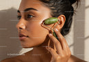 Elegant Woman Using Jade Roller for Facial Massage for Glowing Skin