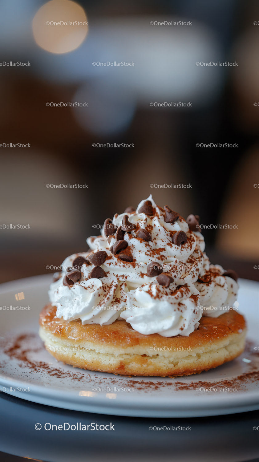 Chocolate Chip Cookie with Whipped Cream and Chocolate Topping
