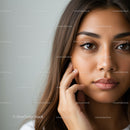 Elegant Woman Portrait with Brown Hair and Captivating Eyes